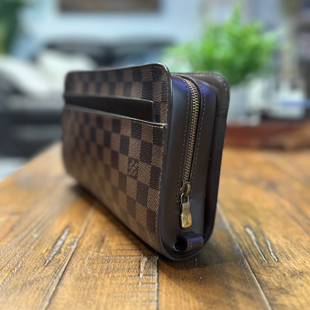 Authentic Louis Vuitton Pochette Saint Louis Damier Ebene Clutch Wristlet COA - Picture 7 of 14